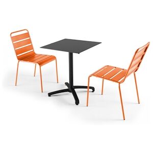 Oviala Business Ensemble table de jardin stratifié noir et 2 chaises orange - Oviala - Publicité