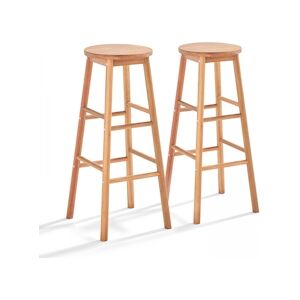 Oviala Business Lot de 2 tabourets en bois d'eucalyptus - Oviala