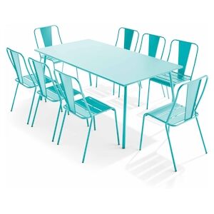 Oviala Business Ensemble table de jardin et 8 chaises bistrot en acier turquoise - Oviala - Publicité