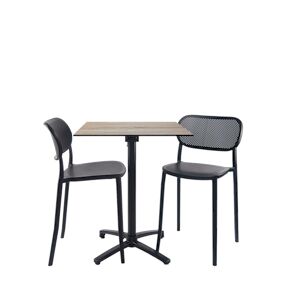 Restootab - Lot de 1 table pliable bois clair 2 chaises hautes pour terrasse