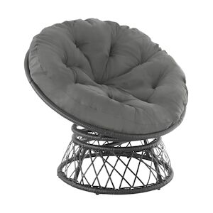 tectake Fauteuil papasan en rotin Gargano rotatif - noir -403552