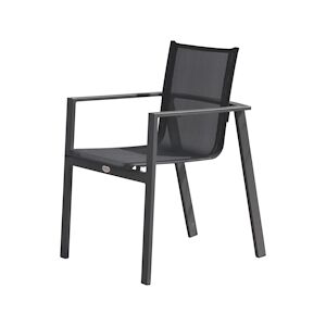 DCB GARDEN Fauteuil de jardin empilable en aluminium gris anthracite - ALU-MIAMI