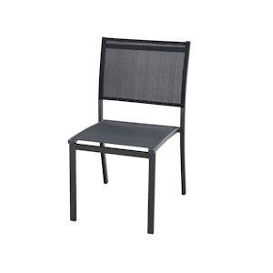Metro Professional Chaise de terrasse CALYPSO II, textilène/aluminium, 57 x 48 x 87 cm, empilable, gris foncé