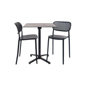 Restootab - Lot de 1 table pliable pierre claire 2 chaises hautes pour terrasse