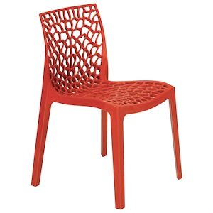 Chaise SAPHIR GrandSoleil en polypropylène de haute qualité coloris rouge, empilable. 52x51x81 - Publicité