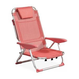 Oviala Business Fauteuil clic clac des plages polyester rose - Publicité