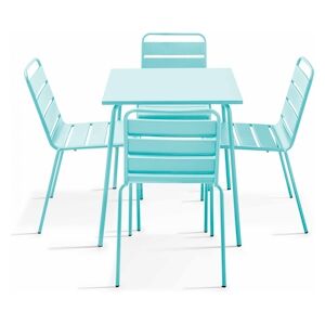 Oviala Business Ensemble table de jardin et 4 chaises en métal turquoise - Oviala - Publicité