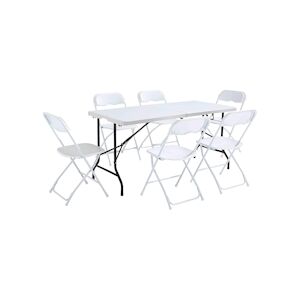 Oviala Business Ensemble Table et chaises pliantes de jardin 152cm - Oviala