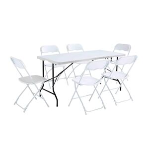 Oviala Business Ensemble Table et chaises pliantes de jardin 152cm - Oviala - Publicité