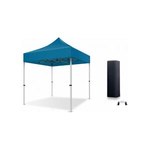 Xptent Tente Pliante 2X2 Structure Aluminium 45mm Toit 380g/m² Bleu qualité Pro - Publicité