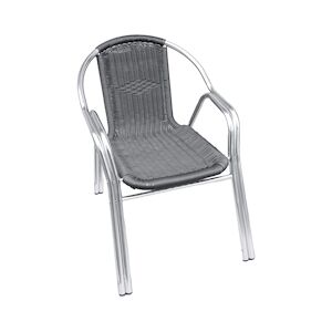 Metro Professional Fauteuil de bistrot NARNI, aluminium / rotin PE, 54 x 67 x 74 cm, résistant aux intempéries, empilable, gris