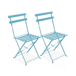 Oviala Business Lot de 2 chaises pliantes en acier bleues - Oviala