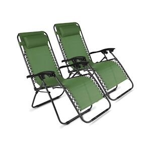 Oviala Business Lot de 2 fauteuils lounge en acier vert