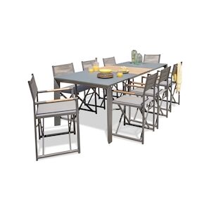 PARIS Garden Ensemble repas de jardin 8 places en aluminium gris anthracite