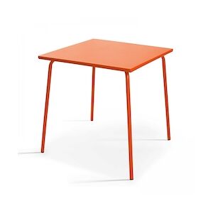 Oviala Business Table de jardin carrée en métal orange - Oviala