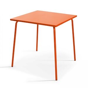 Oviala Business Table de jardin carrée en métal orange - Oviala - Publicité