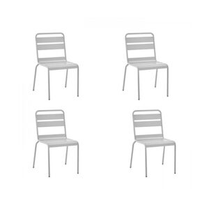Lot de 4 chaises de jardin - Acier - Gris AUCUNE
