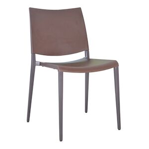 INOLOISIRS Chaise de terrasse Marial aluminium et polypropylène brun chocolat - Lot de 24 unités - Publicité