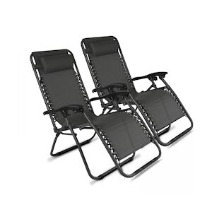 Oviala Business Lot de 2 fauteuils lounge en acier gris