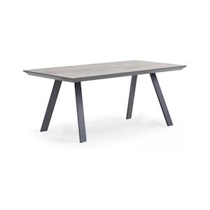 Oviala Business Table de jardin aluminium et céramique grise