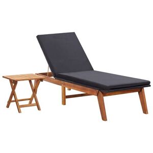 vidaXL Chaise longue avec table Résine tressée et bois d'acacia massif Bois - Publicité