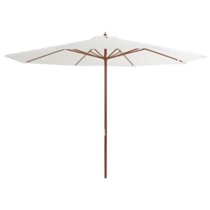 vidaXL Parasol avec mât en bois 350 cm Blanc sable - Publicité