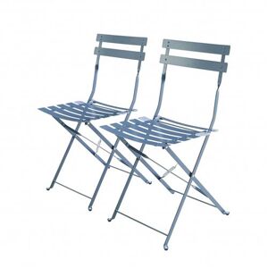 Alice's Garden Lot de 2 chaises de jardin pliables - Emilia bleu grisé - Acier thermolaqué Bleu grisé - Publicité
