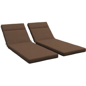 Non communiqué Lot de 2 matelas pour bain de soleil transat - cordons et velcros d'attache - dim. 196L x 55l cm ép. 8 cm - polyester déperlant marron Marron - Publicité