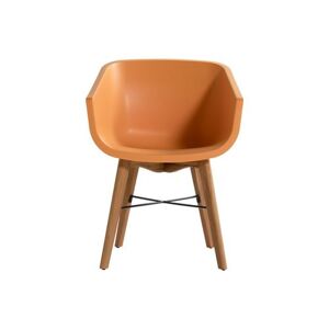 Non communiqué Lot de 2 chaises Amalia Eucalyptus en résine - pieds en bois - Orange - Publicité