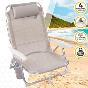 Aktive Beach Multi Position Aluminum Folding Chair Beige - Publicité