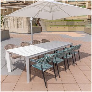 Tousmesmeubles Table de jardin de repas de jardin en Aluminium Blanc 280 cm - NIHOA