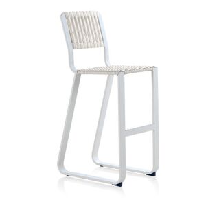 Tousmesmeubles Tabouret de bar de jardin Aluminium Blanc - ARRECIFE - L 40 x l 55 x H 109 cm