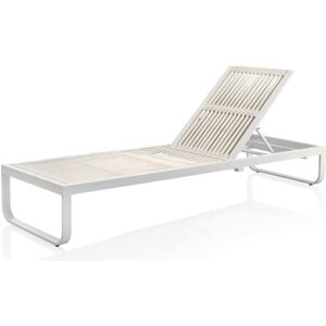 Tousmesmeubles Bain de soleil Aluminium Blanc - ARRECIFE - L 208 x l 70 x H 95 cm