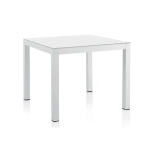 Tousmesmeubles Table de jardin de repas de jardin 90 cm Aluminium Blanc - TINAJO