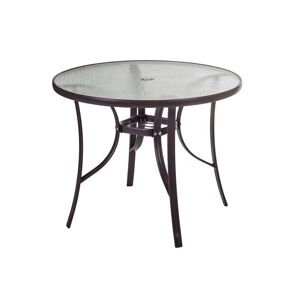 Tousmesmeubles Table de jardin de repas ronde Verre/Acier marron - TIKEHAU