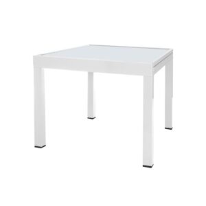 Tousmesmeubles Table de jardin de repas carrée extensible Acier/Verre blanc - VADO