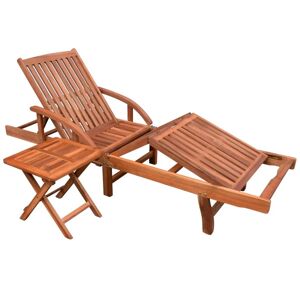 42594 vidaXL Chaise longue avec table Bois d'acacia solide - Publicité