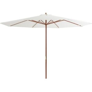 44527 vidaXL Parasol avec mât en bois 350 cm Blanc sable - Publicité