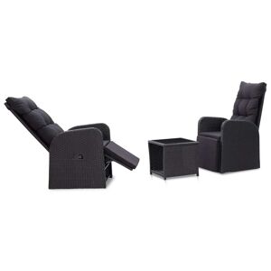 46067 vidaXL Mobilier de bistro 3 pcs avec coussins Résine tressée Noir - Publicité