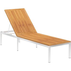 46493 vidaXL Chaise longue bois d'acacia solide et acier inoxydable - Publicité