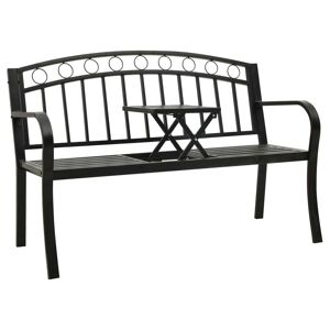 312040 vidaXL Banc de jardin avec une table 125 cm acier noir - Publicité
