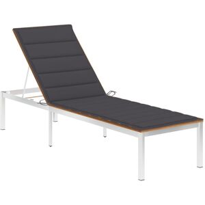 3061458 vidaXL Chaise longue avec coussin Bois d'acacia et acier inoxydable - Publicité