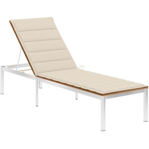 3061460 vidaXL Chaise longue avec coussin Bois d'acacia et acier inoxydable - Publicité