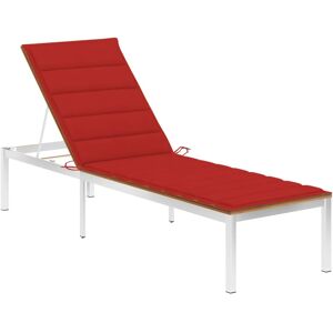 3061464 vidaXL Chaise longue avec coussin Bois d'acacia et acier inoxydable - Publicité