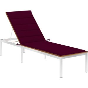 3061467 vidaXL Chaise longue avec coussin Bois d'acacia et acier inoxydable - Publicité