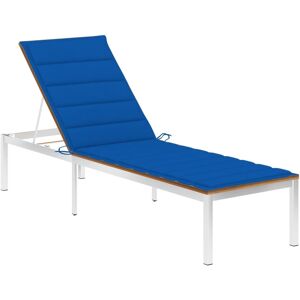 3061468 vidaXL Chaise longue avec coussin Bois d'acacia et acier inoxydable - Publicité