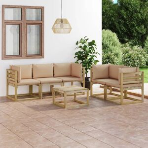 3065035 vidaXL Salon de jardin 6 pcs avec coussins beige - Publicité