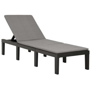 315829 vidaXL Chaise longue avec coussin Plastique Anthracite - Publicité