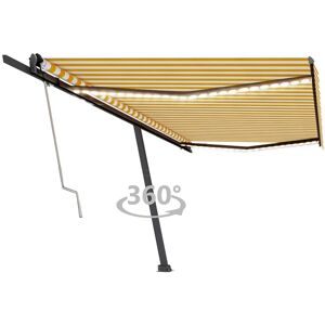 3069873 vidaXL Auvent automatique capteur de vent LED 500x350cm Jaune et blanc - Publicité