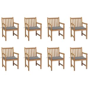 3073059 vidaXL Chaises de jardin 8 pcs avec coussins gris Bois de teck massif - Publicité